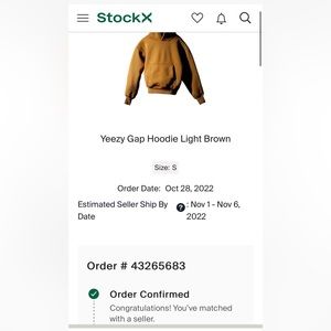YEEZY-GAP hoodie size small light brown color